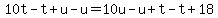 10t-t%2Bu-u=10u-u%2Bt-t%2B18