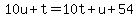 10u%2Bt=10t%2Bu%2B54