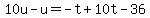 10u-u=-t%2B10t-36