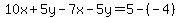 10x%2B5y-7x-5y=5-%28-4%29