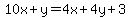 10x%2By+=+4x%2B4y%2B3