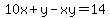 10x%2By-xy=14