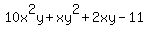 10x%5E2y+%2B+xy%5E2%2B+2xy+-11
