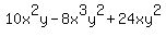 10x%5E2y-8x%5E3y%5E2%2B24xy%5E2