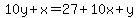 10y%2Bx=27%2B10x%2By