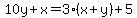 10y%2Bx=3%28x%2By%29%2B5