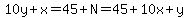 10y%2Bx=45%2BN=45%2B10x%2By