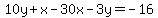 10y%2Bx-30x-3y=-16