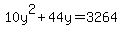 10y%5E2%2B44y+=+3264