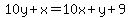 10y+%2B+x+=+10x+%2B+y+%2B+9