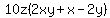 10z%282xy%2Bx-2y%29