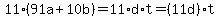 11%2891a%2B10b%29=11%2Ad%2At=%2811d%29%2At