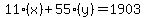 11%28x%29%2B55%28y%29=1903