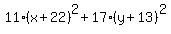 11%28x%2B22%29%5E2%2B17%28y%2B13%29%5E2%29-561=0+