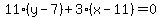 11%28y-7%29%2B3%28x-11%29=0