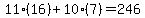 11%2A%2816%29%2B10%2A%287%29=246
