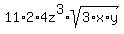 11%2A2%2A4z%5E3%2Asqrt%283%2Ax%2Ay%29