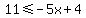 11%3C=-5x%2B4