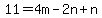 11=+4m+-2n+%2Bn+