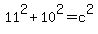 11%5E2%2B10%5E2=c%5E2