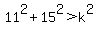 11%5E2%2B15%5E2%3Ek%5E2