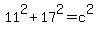 11%5E2%2B17%5E2=c%5E2