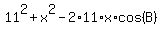 11%5E2%2Bx%5E2-2%2A11%2Ax%2Acos%28B%29