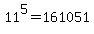 11%5E5+=+161051