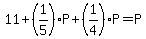 11+%2B+%281%2F5%29P+%2B+%281%2F4%29P+=+P+