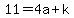 11+=+4a%2Bk