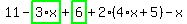 11-highlight_green%28+3%2Ax+%29%2Bhighlight_green%28+6+%29%2B2%2A%284%2Ax%2B5%29-x