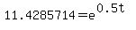 11.4285714=e%5E%280.5t%29