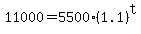 11000=+5500%281.1%29%5Et