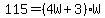 115=%284W%2B3%29W