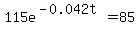 115e%5E%28-0.042t%29=+85