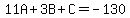 11A%2B3B%2BC=-130