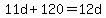 11d+%2B+120+=+12d