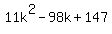 11k%5E2-98k%2B147