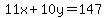 11x%2B10y=147