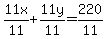 11x%2F11%2B11y%2F11+=+220%2F11