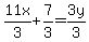 11x%2F3%2B7%2F3=3y%2F3