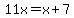 11x=x%2B7