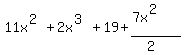 11x%5E%282%29%2B2x%5E%283%29%2B19%2B%287x%5E%282%29%29%2F%282%29