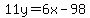 11y=6x-98