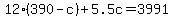 12%28390-c%29%2B5.5c=3991