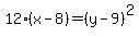12%28x-8%29=%28y-9%29%5E2