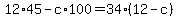 12%2A45-c%2A100=34%2812-c%29