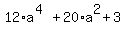 12%2Aa%5E%284%29%2B20%2Aa%5E2%2B3