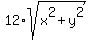 12%2Asqrt%28x%5E2%2By%5E2%29