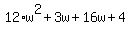 12%2Aw%5E2%2B3w%2B16w%2B4